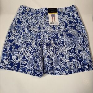 Rafaella Womens 8 Shorts Comfort Waist Stretch Pull-On Blue Floral Preppy NWT